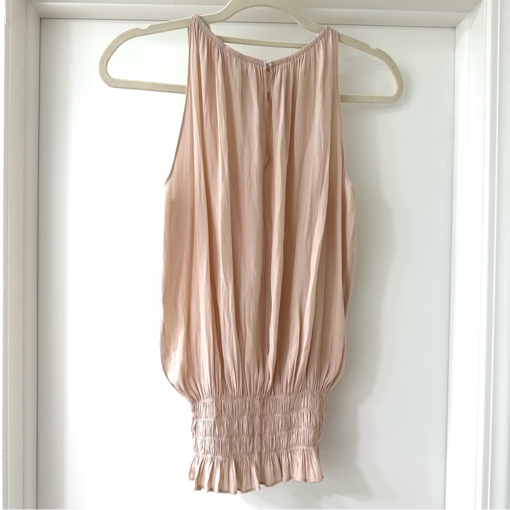 Ramy Brook Sleeveless Lauren High Neck Blouse, Light Pink Blush, Sz Extra Small - Picture 9 of 13